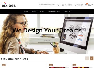 How pixibes.com looks like on a tablet such as an iPad.