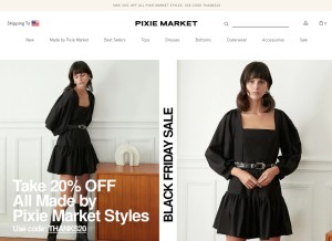 How pixiemarket.com looks like on a tablet such as an iPad.