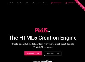 How pixijs.download looks like on a tablet such as an iPad.