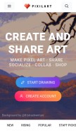 How pixilart.com looks like on a mobile device such as an iPhone.