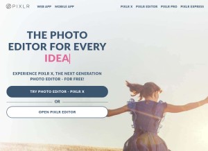 How pixlr.com looks like on a tablet such as an iPad.