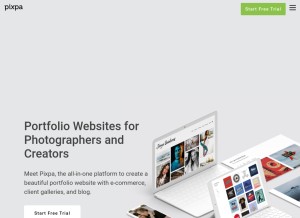 How pixpa.com looks like on a tablet such as an iPad.