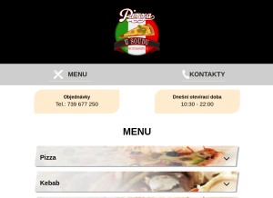 How pizzausoudu.cz looks like on a tablet such as an iPad.