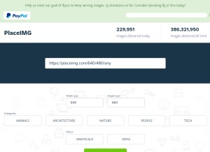 How placeimg.com looks like on a tablet such as an iPad.
