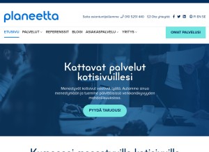 How planeetta.net looks like on a tablet such as an iPad.