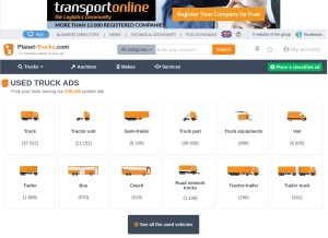 How planet-trucks.com looks like on a tablet such as an iPad.