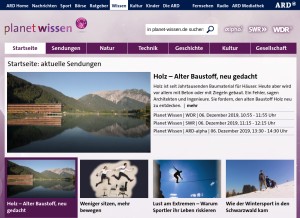 How planet-wissen.de looks like on a tablet such as an iPad.