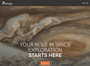 How planetary.org looks like on a tablet such as an iPad.