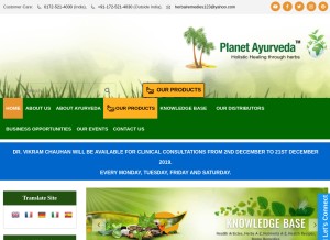 How planetayurveda.com looks like on a tablet such as an iPad.