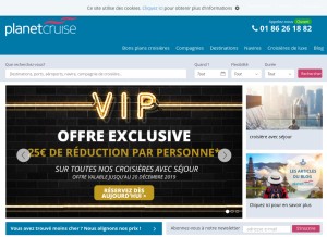 How planetcruise.com looks like on a tablet such as an iPad.
