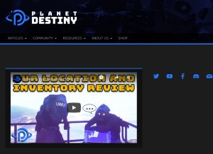 How planetdestiny.com looks like on a tablet such as an iPad.