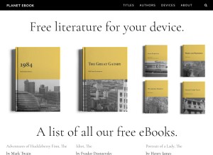 How planetebook.com looks like on a tablet such as an iPad.