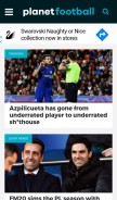 How planetfootball.com looks like on a mobile device such as an iPhone.
