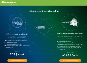 How planethoster.net looks like on a tablet such as an iPad.
