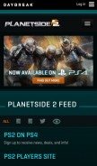 How planetside2.com looks like on a mobile device such as an iPhone.
