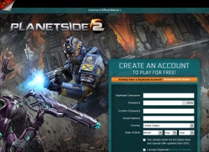 How planetside2.com looks like on a tablet such as an iPad.