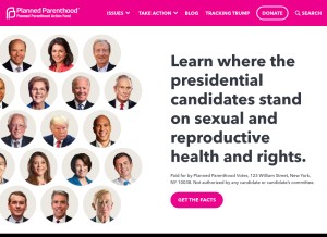 How plannedparenthoodaction.org looks like on a tablet such as an iPad.