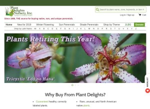 How plantdelights.com looks like on a tablet such as an iPad.