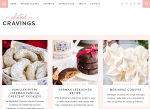 How platedcravings.com looks like on a tablet such as an iPad.