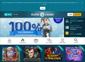 How platincasino.com looks like on a tablet such as an iPad.