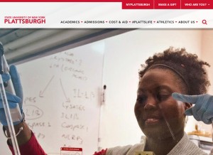 How plattsburgh.edu looks like on a tablet such as an iPad.