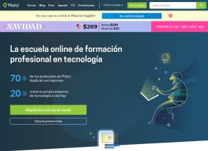 How platzi.com looks like on a tablet such as an iPad.