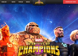 How playcontestofchampions.com looks like on a tablet such as an iPad.