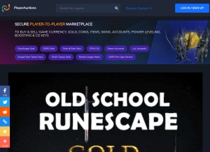 How playerauctions.com looks like on a tablet such as an iPad.