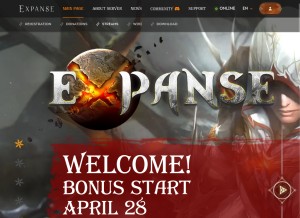 How playexpanse.com looks like on a tablet such as an iPad.