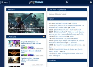 How playfrance.com looks like on a tablet such as an iPad.
