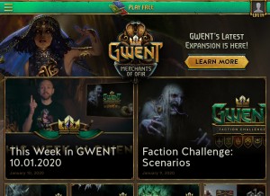 How playgwent.com looks like on a tablet such as an iPad.