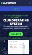 How playmetrics.com looks like on a mobile device such as an iPhone.