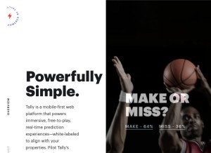 How playtally.com looks like on a tablet such as an iPad.