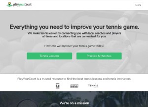 How playyourcourt.com looks like on a tablet such as an iPad.