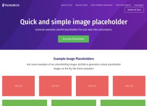 How plchldr.co looks like on a tablet such as an iPad.