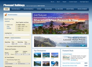 How pleasantholidays.com looks like on a tablet such as an iPad.