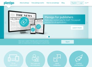 How plenigo.com looks like on a tablet such as an iPad.