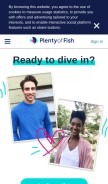 How plentyoffish.com looks like on a mobile device such as an iPhone.