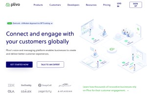 How plivo.com looks like on a tablet such as an iPad.
