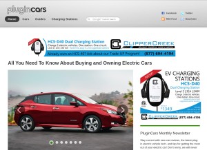 How plugincars.com looks like on a tablet such as an iPad.