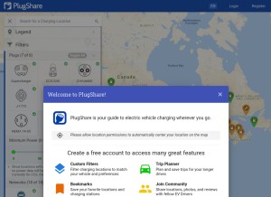 How plugshare.com looks like on a tablet such as an iPad.