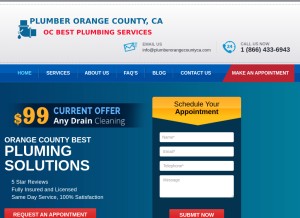 How plumberorangecountyca.com looks like on a tablet such as an iPad.