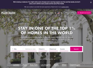 How plumcache.com looks like on a tablet such as an iPad.