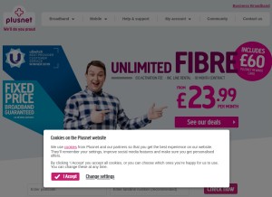 How plus.net looks like on a tablet such as an iPad.
