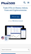 How plus500.com looks like on a mobile device such as an iPhone.