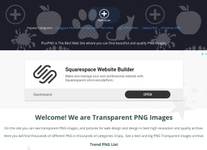 How pluspng.com looks like on a tablet such as an iPad.