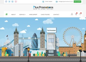How pluspromotions.co.uk looks like on a tablet such as an iPad.