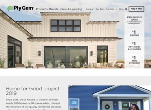 How plygem.com looks like on a tablet such as an iPad.