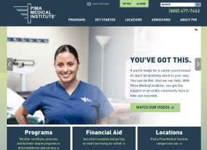 How pmi.edu looks like on a tablet such as an iPad.