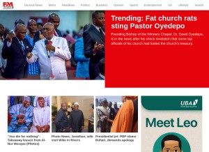 How pmnewsnigeria.com looks like on a tablet such as an iPad.